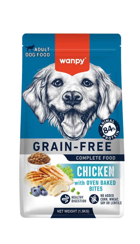 Wanpy Grain-Free ξηρά τροφή – Adult Chicken 1.5kg (μπροστινή όψη συσκευασίας)